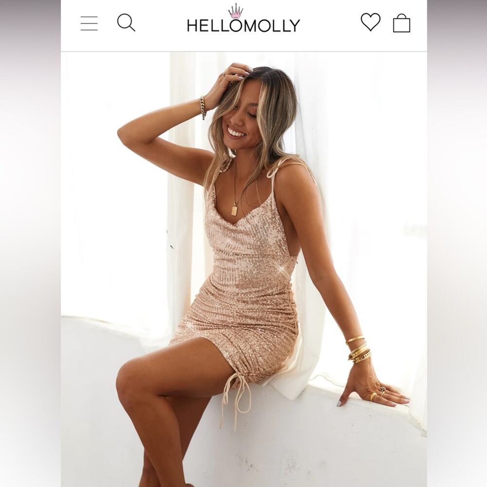 Hello Molly sequin mini dress gold